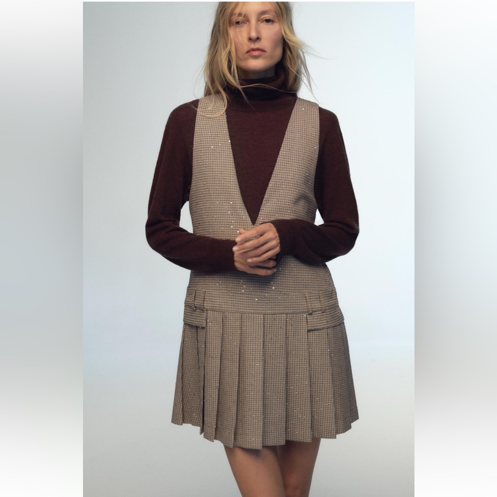 PLEATED PINAFORE DRESS - Picture 2 of 9